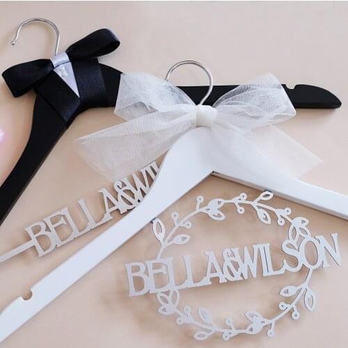 Personalized Wedding Hanger Custom Names Hanger Bridal Shower Gift Groom Hanger Bridesmaids Gift Couple Hanger Wedding Favors