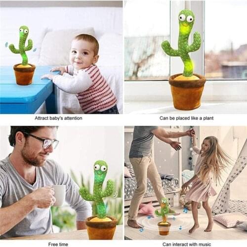 Dancing Cactus Toy Electronic Shake Taking Cactus Toy Funny Cactus Potted Toy Wiggling Ornament Gift for Kids Room Decor