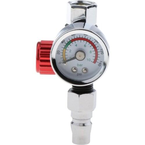 Universal G1/4 Metal Spray Air Pressure Regulator Valve Gauge 0-10BAR