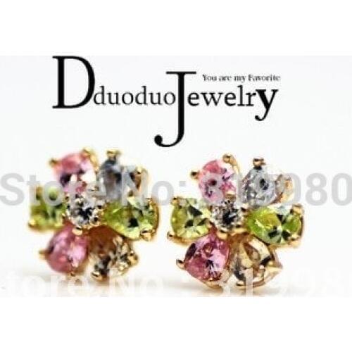 Zircon Jewelry Womens Fashion color flower Earrings Jewelry