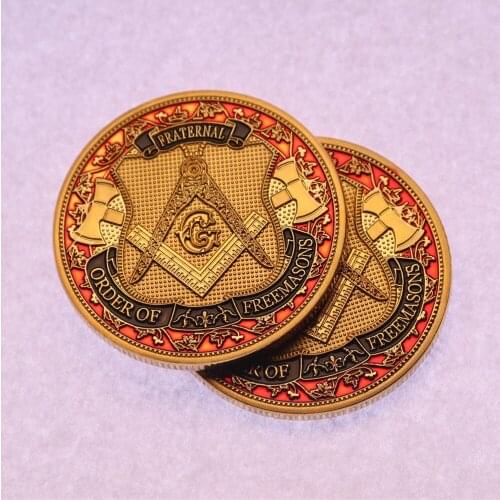 Masonic Mason Fraternal Order Of The Freemason Engravble Challenge Coin Metal Crafts Gift Collection