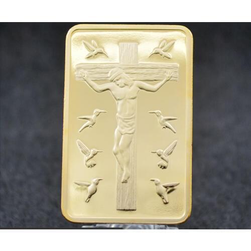 Christ Jesus Gold Bar Jesus&Angel 1 OZ Gold Replica 999 Gold Clad Bullion Bar Christian Commemorative Coin