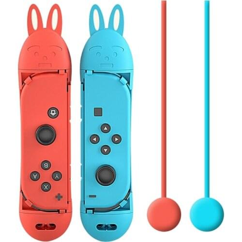 1 Pair Jump Rope Challeng Game Controller Handle Hand Grips Strap Skipping Jumping Rope Holder Compatible with Switch Joy-con