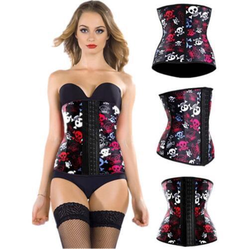 2016 Plus Size Waist Trainer Fajas De Women Latex Corset Sexy Printed Rubber Fetish Body Slimming Shapewear Bodysuit