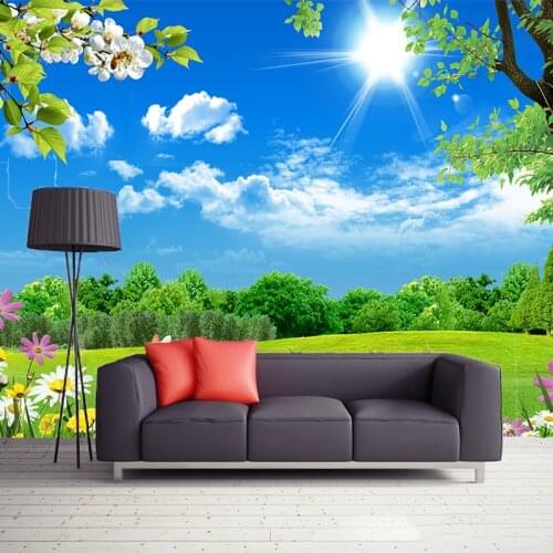 3D Custom Sunshine Clouds Photo Wallpaper Green Forest Enviormental Natural Landscape Wall Mural Living Room Sofa TV Background
