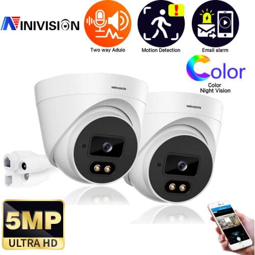 H.265 POE IP CCTV Video Surveillance Camera Indoor HD 5MP Two Way Audio Dome IP Security Cameras Color Night Vision XMEYE ONVIF
