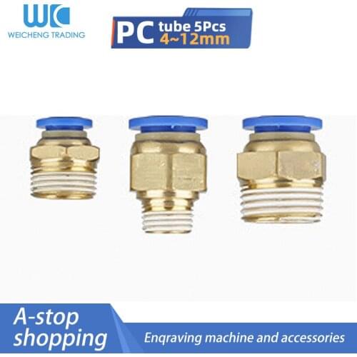 5pcs Push-in trachea connector Male-4 6 8 10 12 14 16mm Straight Push In Pneumatic Fitting To Connect Air Compressor Parts