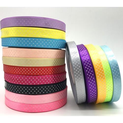 5Yards/lot 5/8" 15mm Light purple Printing Polka Dot Satin Ribbon Hair Bow Party Christmas Wedding Decoration DIY Sewing Craft