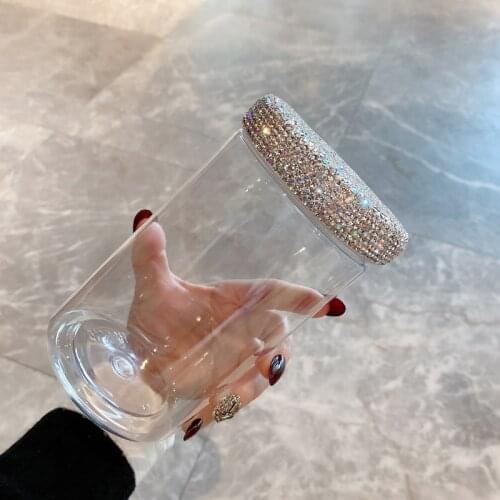 750ml Sparkling Jars with Lid Rhinestone Cover Sealed Bottle Transparent Candy Snack Dry Herb Pipe Spice Jars Empty Vial Bottles