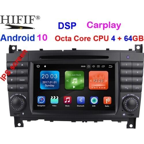 Android 10 4G RAM 64G ROM 2 DIN Car DVD GPS For Mercedes/Benz W203 W209 W219 A-Class A160 C-Class C180 C200 CLK200 radio stereo