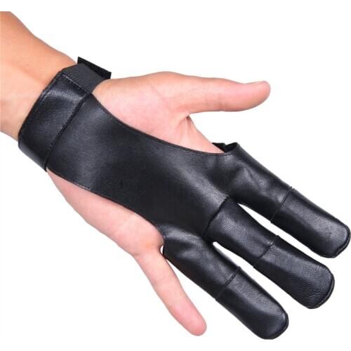 Free delivery Three-finger archery finger gloves hunting protection anti-slip real sheepskin bow and arrow gloves