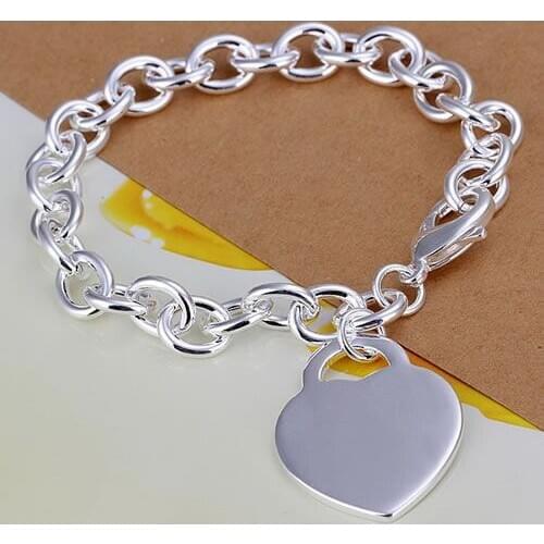 H268 Silver Color Bracelets For Women Nice High Quality Fashion Jewelry Heart Thick Bracelet /ahfaiyma Aykajpra