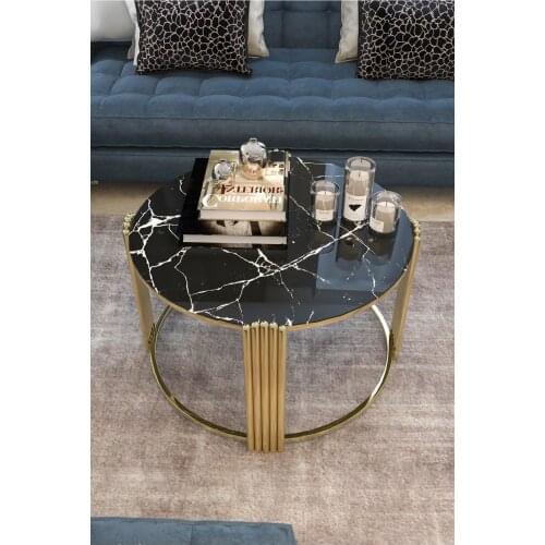 Black Marble Pattern Gazelle Lux Gold Medium Tripod wohnzimmertisch طاولة غرفة معيشة столик из стекла
