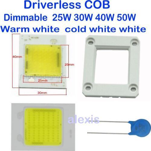220V Driverless ceramic cob module chips 20W 30W 40w 50W high power led PCB assemble floodlights source triac dimmable