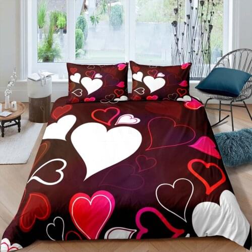 Home Textiles Luxury 3D Heart Print Duvet Cover Set 2/3 Pcs Pillowcase Kids Bedding Set AU/EU/UK/US Queen and King Size
