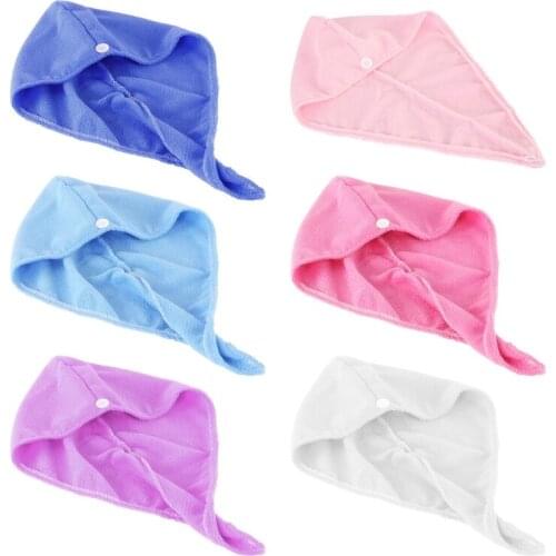 Jones SaleThicken Coral Velvet Microfiber Hair Towel Wrap Twist Super Absorbent Quick Dry Turban Cap Bath Shower Hat with Button