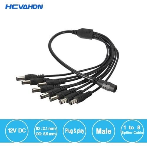 HCVAHDN New Arrived High Quality 8 Ways Splitter DC Power Cable Extension Cord For Secuirty System Camera CCTV Power Cord