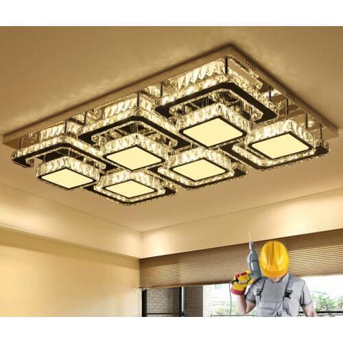 Crystal lamp living room lamp simple modern atmosphere home rectangular luxury lamps bedroom led ceiling lamp led fixture light