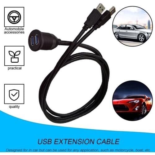 2M Car Dashboard Flush Mount USB Dock Adapter Dashboard Panel 3.0 Port Male to Female Cable Extension Cable Motorcycle Boat