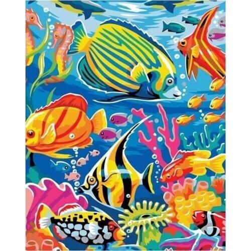 CHENISTORY Frame Diy Painting By Numbers Fish Animals Paint By Numbers For Adults Wall Art Picture By Number Diy Gift Home Decor