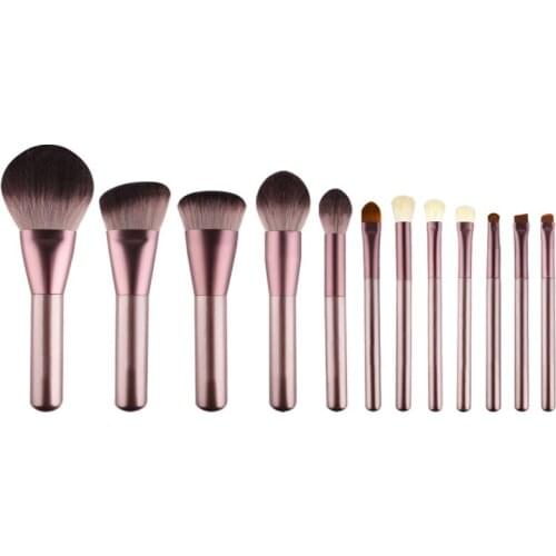 Luxurious Champagne Makeup Brush Foundation Liquid Blush Eyeshadow Concealer Blend Eye Makeup Brush Set of 12 Eyeshadow Blush Fo