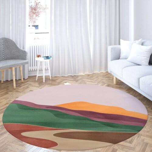 Round Carpet Kitchen Soft Anti Slip Modern Floor Mat Bedroom Bathroom Living Room Gouache Decor Large Printed Area Rugs