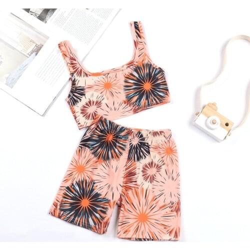 Summer Girls Clothes Fashion Print Kids Sportswear Vest Shorts Two Piece Children Clothing Set Toddler Teens Costume Sport Suits