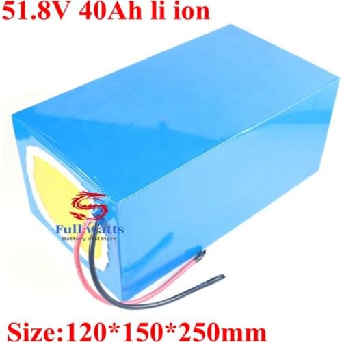 51.8V 40AH lithium ion battery 52V 14S BMS li ion bateria for 48V 5000W scooter ebike fishing boat cleanness car +5A charger