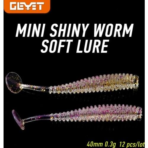 Mini Silicone Worm Lure 12Pcs 40mm/0.3g Screw Thread Soft Bait T Tail Double Colors bionnic Jig Wobblers Bass Tackle
