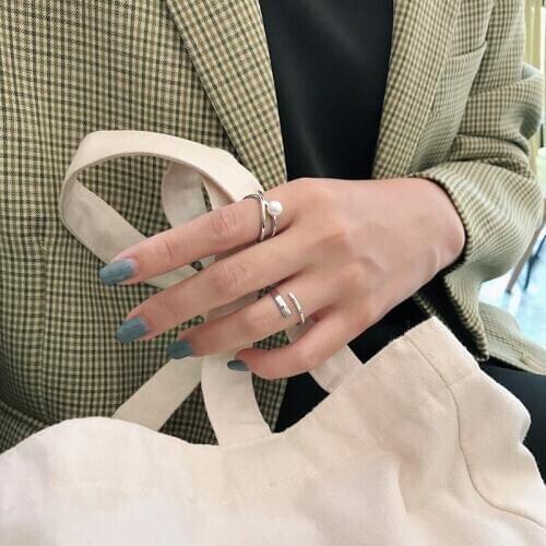 Trendy rings for women,925 sterling silver Cross X shaped round pearl ring,fine jewelry party casual Adjustable opening size