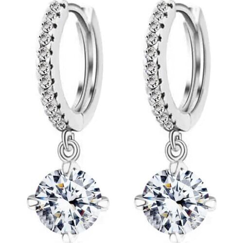 Fashion Cubic zircon Charm Heart Earrings Geometric hoop Earings For Girls Jewelry Gift