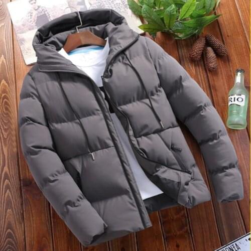 Mens 2021 winter new cotton-padded jacket short padded bread jacket youth cotton-padded jacket mens hooded padded jacket