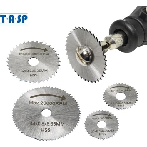 TASP 6pcs Mini Circular Saw Blade Set HSS Cutting Disc Rotary Tool Accessories for Dremel Compatible Wood Plastic Aluminum