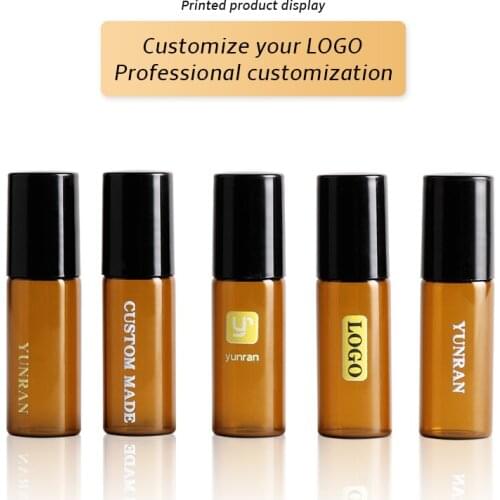 Wholesale 5 ML Portable Amber Glass Refillable Perfume Empty Essential Oil Bottle Pisplay Free Custom Print Pisplay