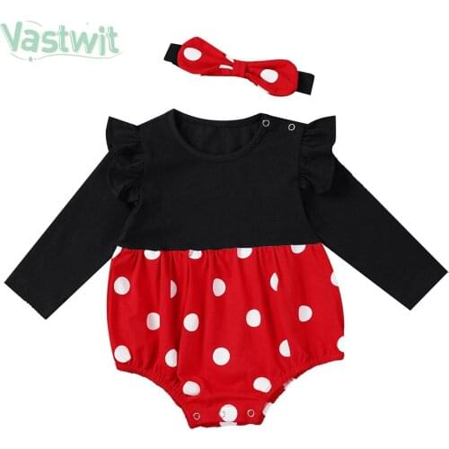 0-2 Years Fashion Infant Romper Autumn Dot Girl Newborn Baby Clothes Cotton Cute Mickey Cosplay Long Sleeve Infant Outfit