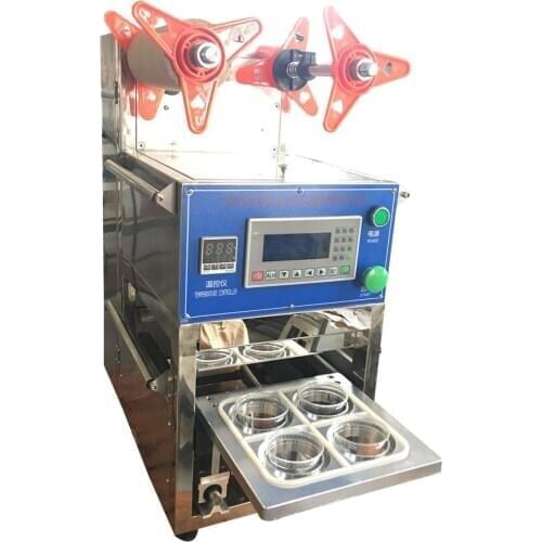 Customized automatic four cup sealing machine high efficient PP/paper cup sealer