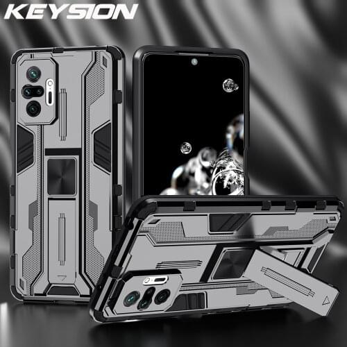 KEYSION Shockproof Armor Case For Redmi Note 10 Pro 10S 9 K40 Stand Phone Cover for Xiaomi POCO M3 Pro 5G F3 Mi 11 Lite 11 Ultra