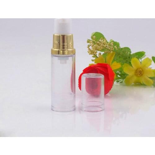 5ML clear plastic airless bottle with gold/silver pump white lid for lotion/emulsion/serum/foundation/eye essence skin care pack