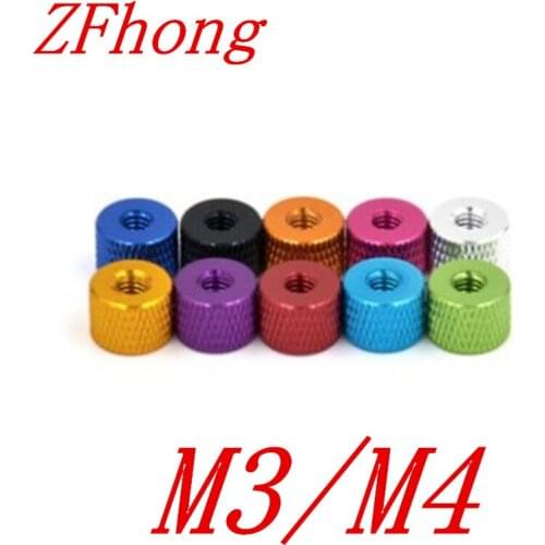 10pcs/lot M3 M4 colourful aluminum thumb nut round knurlde nut