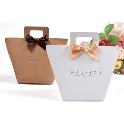 Thank You Wedding Favors Paper Gift Box Package Birthday Party Favor Bags Hand Candy Bag SN950