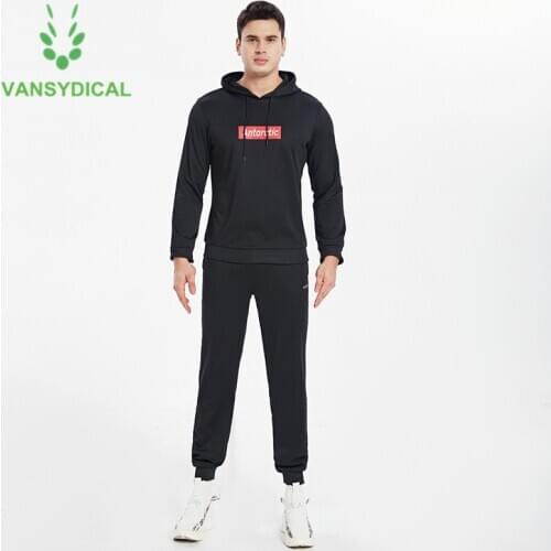 Vansydical Winter Tracksuit Sportswear Men Sports Suit Running Set Workout Hoodies and Pants Outfit Fitness Training Jogging