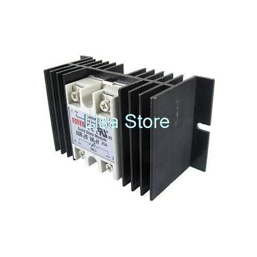 SSR-25 VA-H Solid State Relay Voltage Resistance Regulator SSR 25A 90-480V AC + Heatsink