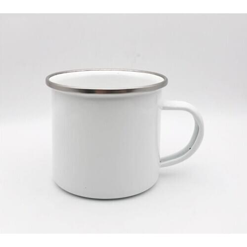 Sublimation Enamel Coffee Mug 12oz Camping Mug Metal Coffee Mugs Enamel Steel Mug Durable Travel Enamel Beverage Mugs SN3606