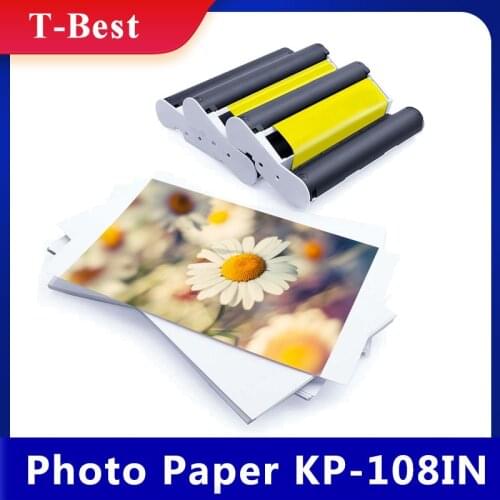 Thermal Sublimation Photo Paper KP-108IN 3-Pack Color Ink Cartridge+108pcs Photo Paper (4x6in) for Canon CP Series Photo Printer