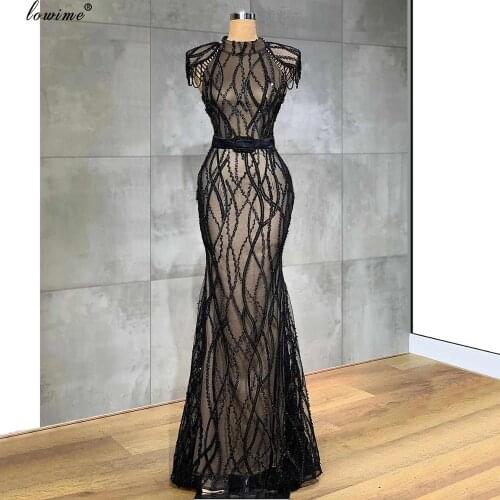 Turkish Couture Black Evening Dress 2020 Formal Arabic Robe De Soiree Dubai Mermaid Prom Cocktail Gowns Party Abendkleider