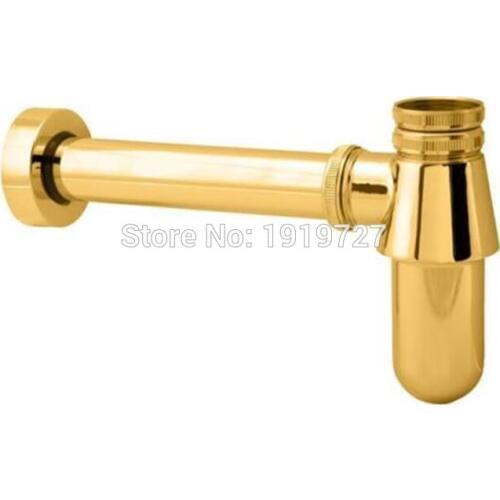 Vidric Luxurious Gold Finish Factory Direct Euro Basin Bottle Trap American Bathroom Plumbing P-Trap For Wash Basins Pipe Waste