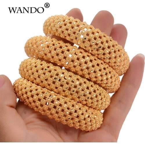 WANDO 4pcs Fashion Gold Color Bangles For Women Ethiopian Bracelets Ethnic Jewelry Party Gifts 143