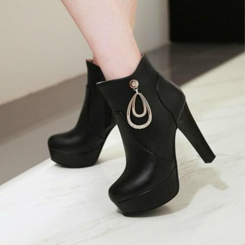 Fashion Ankle Boots For Women 2021 High Heels Platform Sweet Pink White Short Boots Fashion Boots Autumn Winter Ladies Shoes