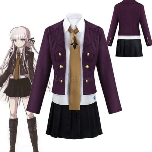 Japanese Anime Danganronpa Kirigiri Kyouko Cosplay Costume Halloween Carnival Party Show Uniform Sets Wig For Woman C135K184