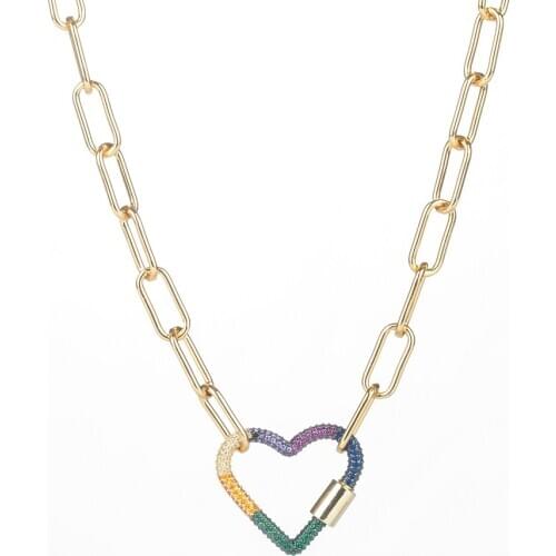 Womens gold cz pendant necklaces Hip hop adjustable chain necklace jewelry copper zirconia removable diy Accessories necklaces